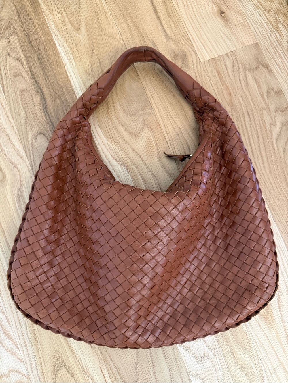 Authentic Bottega Veneta Medium Classic Intrecciato Hobo - Golden Brown Noce